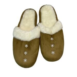 Slip On Slippers Fleece Faux Fur Lined Size XL Open Back NWOT